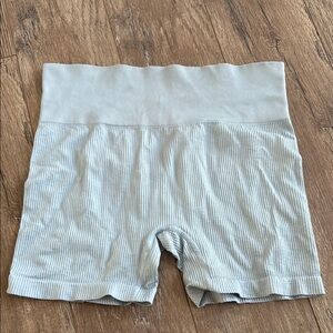 Colsie Ribbed High-Waisted Shorts in Light Gray